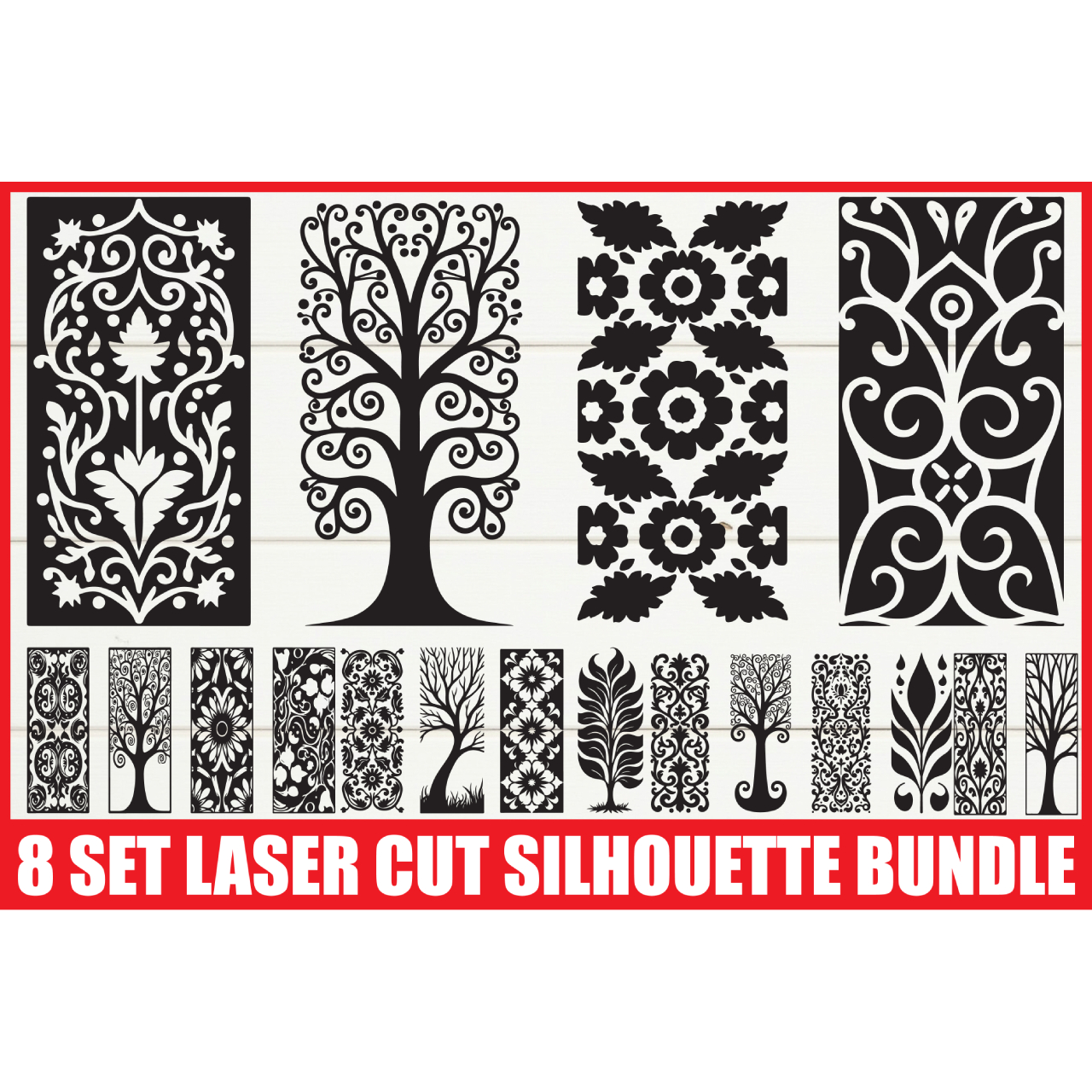 8 Set Lasercut Shillhouseltte Bundal