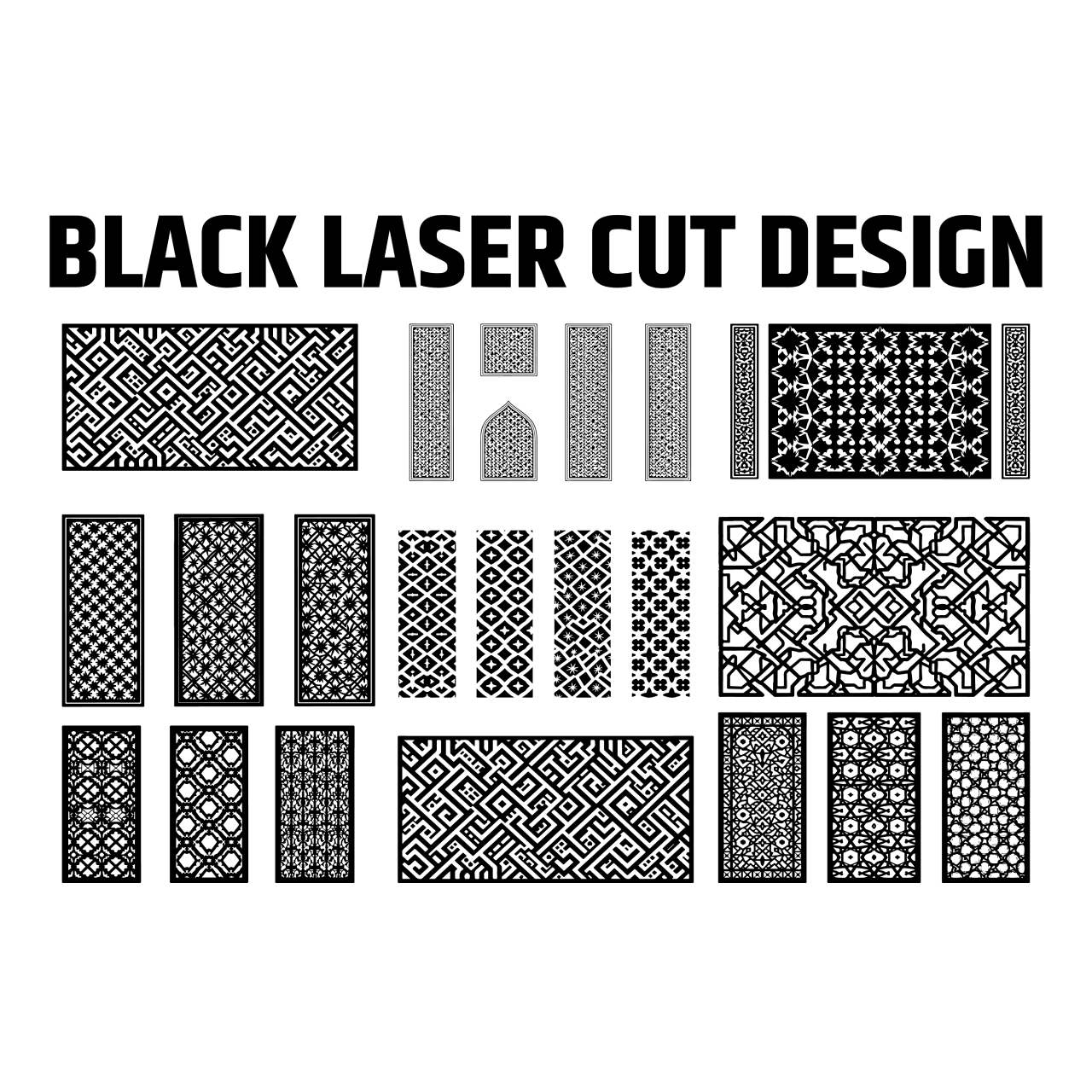 Black lasercut door parts cnc