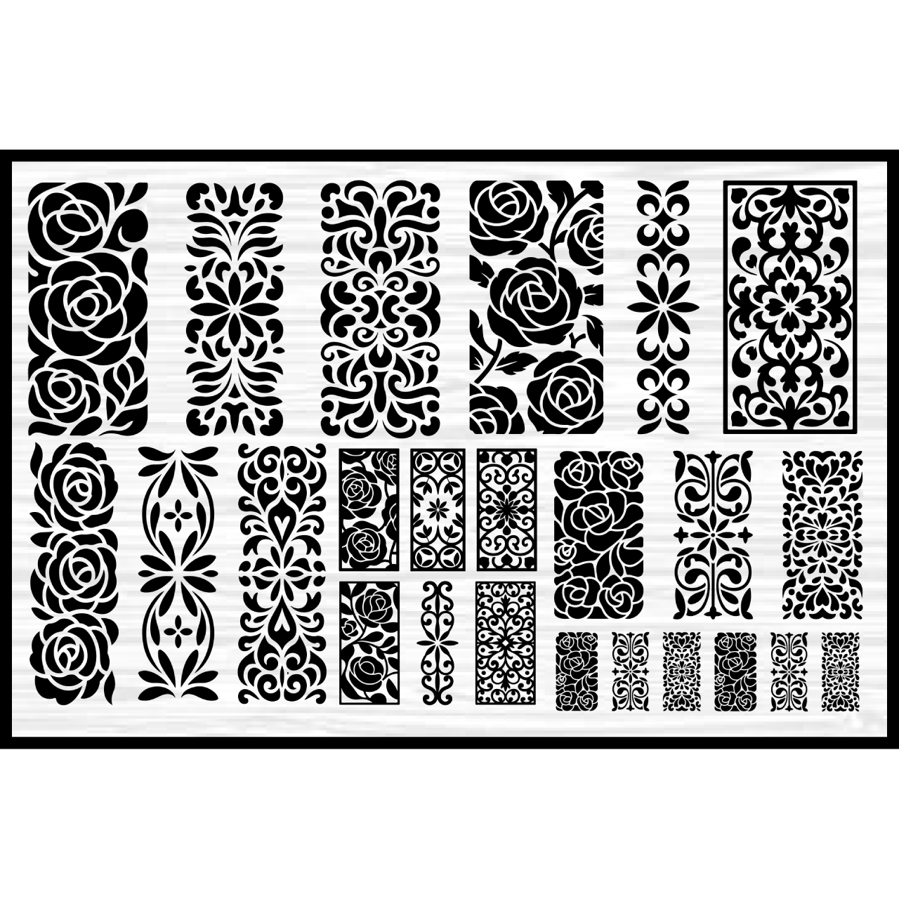 Rose Floral Panel SVG Bundle
