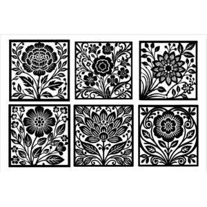 Elegant Square Floral CNC Panel Design Set