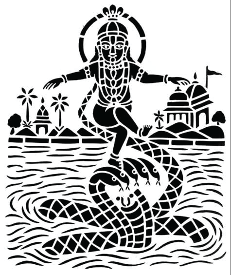Krishna ji with kaliya nag