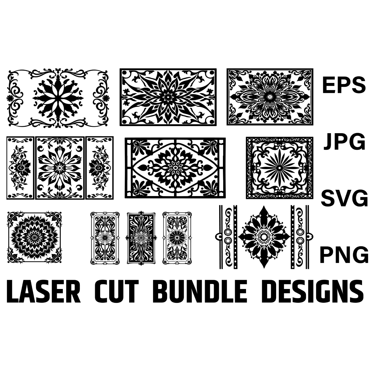 Floral Mandala Laser Cut Design Bundle